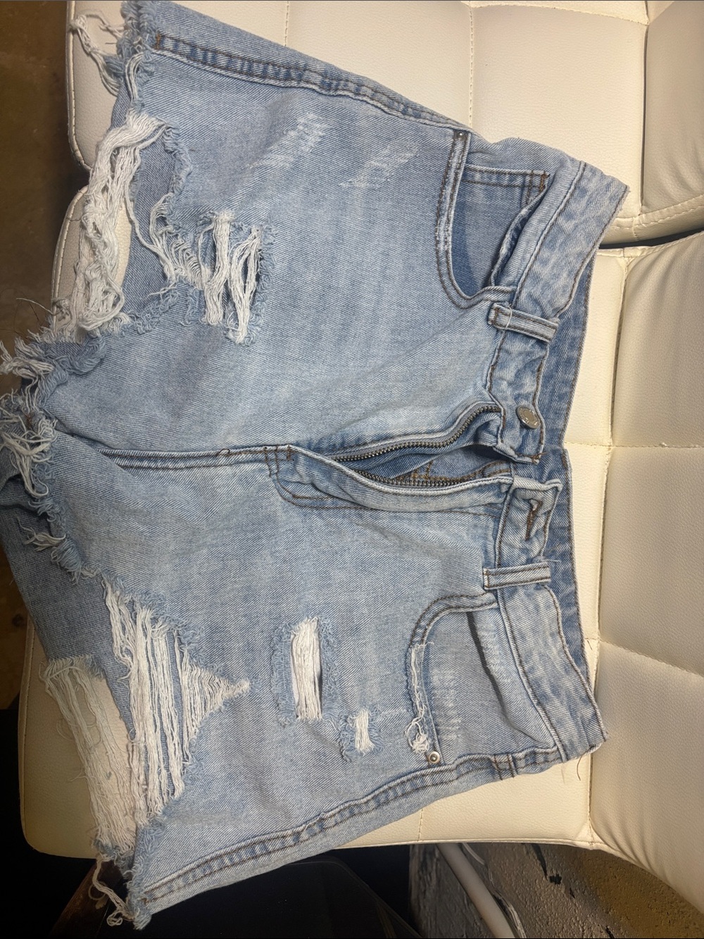 Light Blue Distressed Women's Denim Shorts